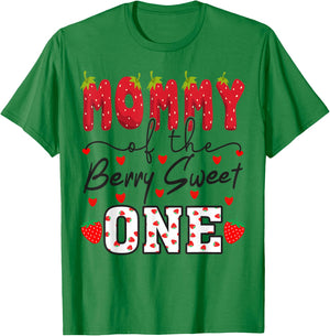Mommy Of The Berry Sweet One Strawberry Mom T-Shirt - T-Shirt | Irish Green