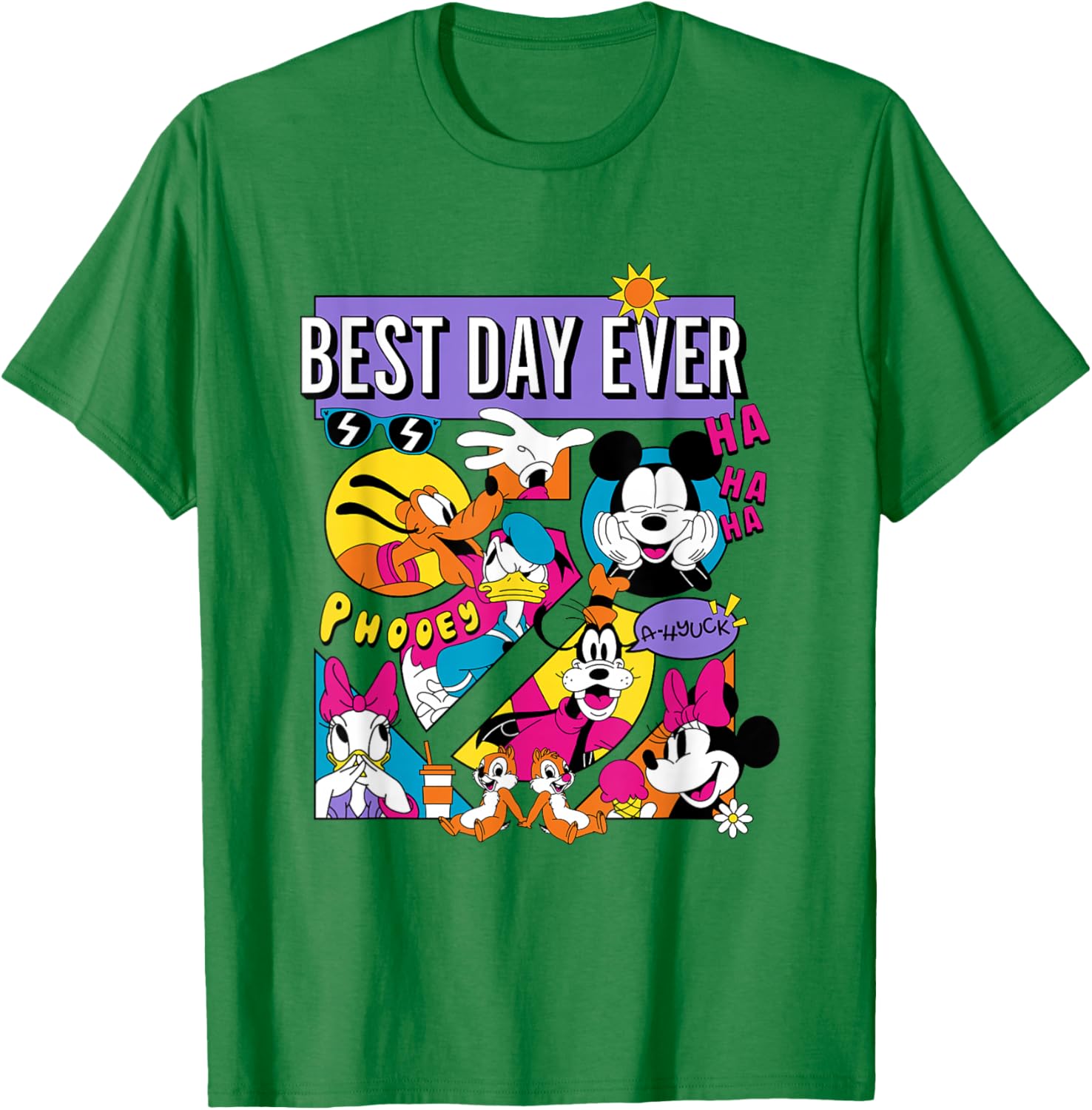 Disney Mickey And Friends Best Day Ever Retro Comic Panels T-Shirt - T-Shirt | Irish Green