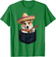 Sombrero Welsh Corgi Dog Playing Guitar Cinco de Mayo Men Women Kids T-Shirt - T-Shirt | Irish Green