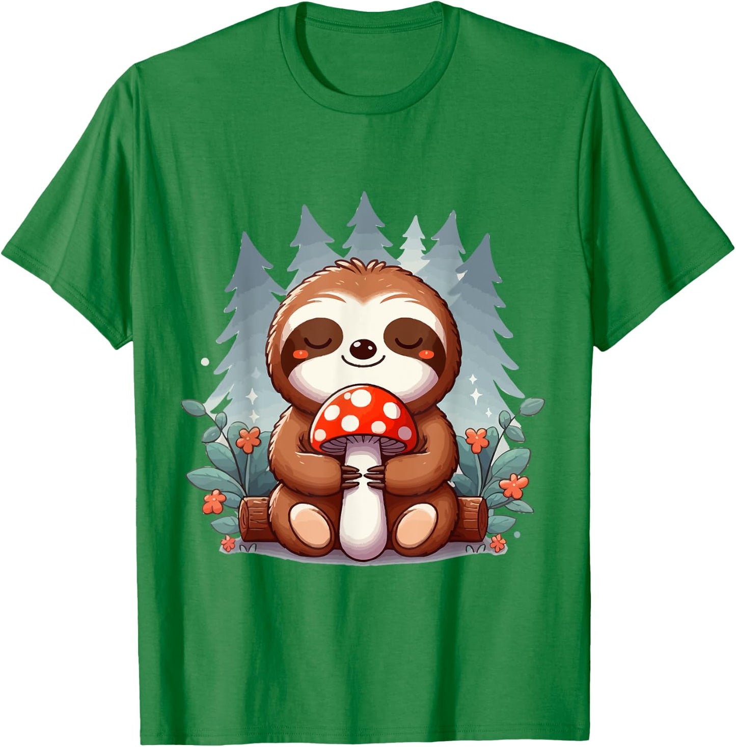 Hugging Sloth And Mushroom - Zookeeper Wildlife Animal Lover T-Shirt - T-Shirt | Irish Green
