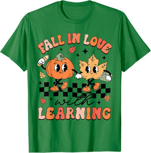 Teacher Halloween Fall In Love With Learning, Trick Or Teach Women T-Shirt - T-Shirt | Irish Green