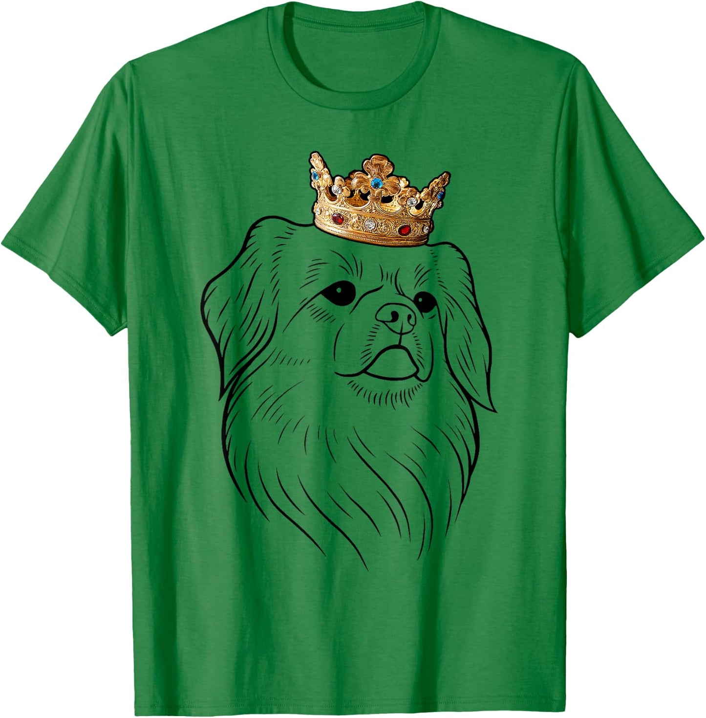 Tibetan Spaniel Dog Wearing Crown T-Shirt - T-Shirt | Irish Green