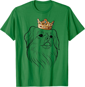 Tibetan Spaniel Dog Wearing Crown T-Shirt - T-Shirt | Irish Green
