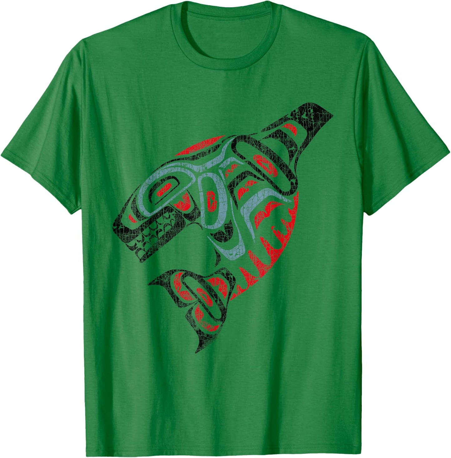 vintage Orca Killer Whale Pacific Northwest Native American T-Shirt - T-Shirt | Irish Green