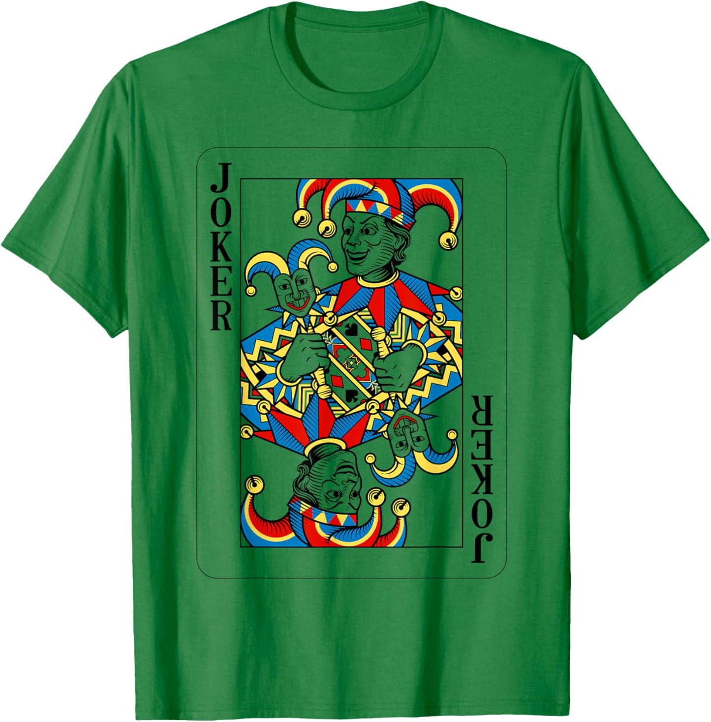 Joker Design from Deck of Playing Cards T-Shirt - T-Shirt | Irish Green