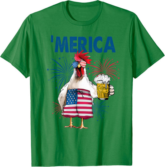 'Merica rooster T-Shirt - T-Shirt | Irish Green