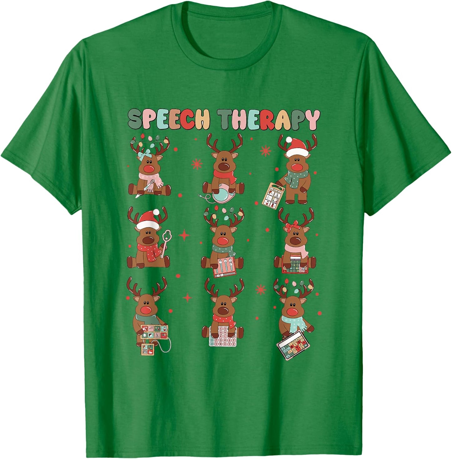 Speech Therapy Christmas Reindeers SLP Speech Pathologist T-Shirt - T-Shirt | Irish Green