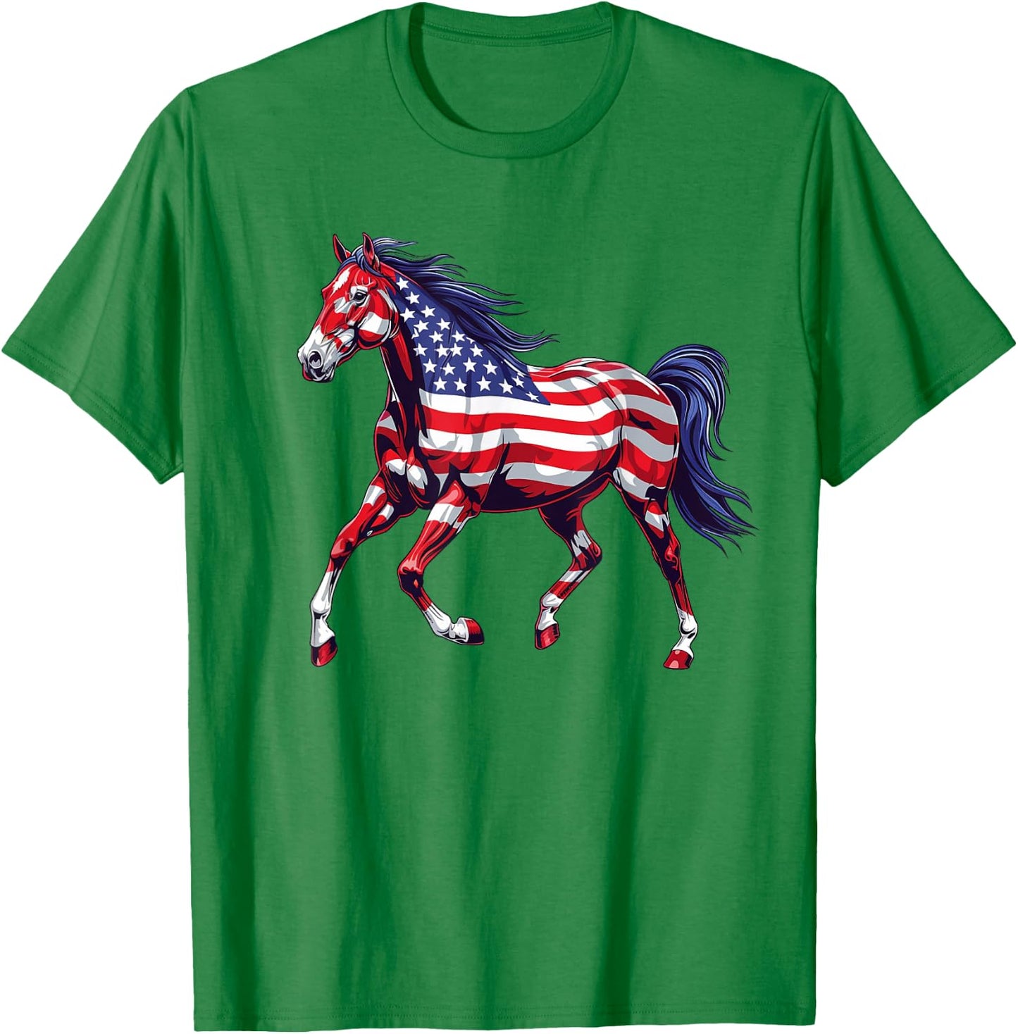 Horse American Flag 4th of July Day Horse Gifts for Girls T-Shirt - T-Shirt | Irish Green