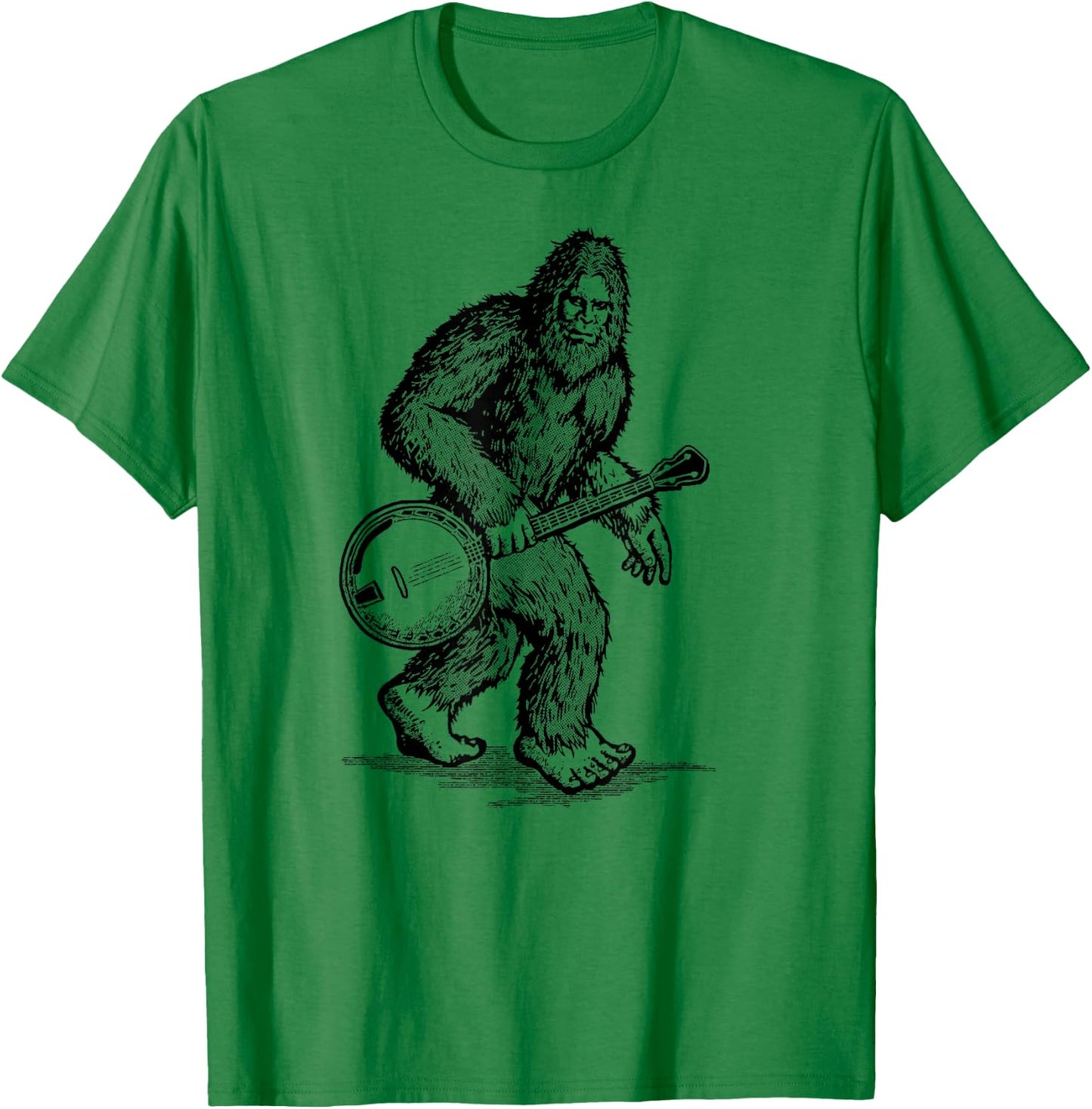 Grassquatch! Vintage Bigfoot & Bluegrass Banjo Music T-Shirt - T-Shirt | Irish Green