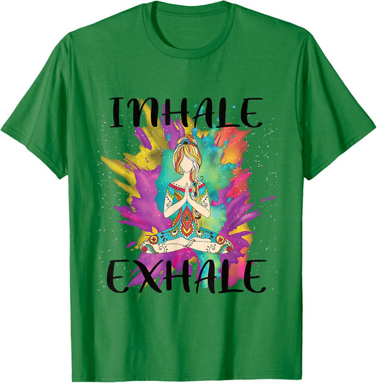 Inhale Exhale Meditation Workout Exercise Yoga Lover Gift T-Shirt - T-Shirt | Irish Green