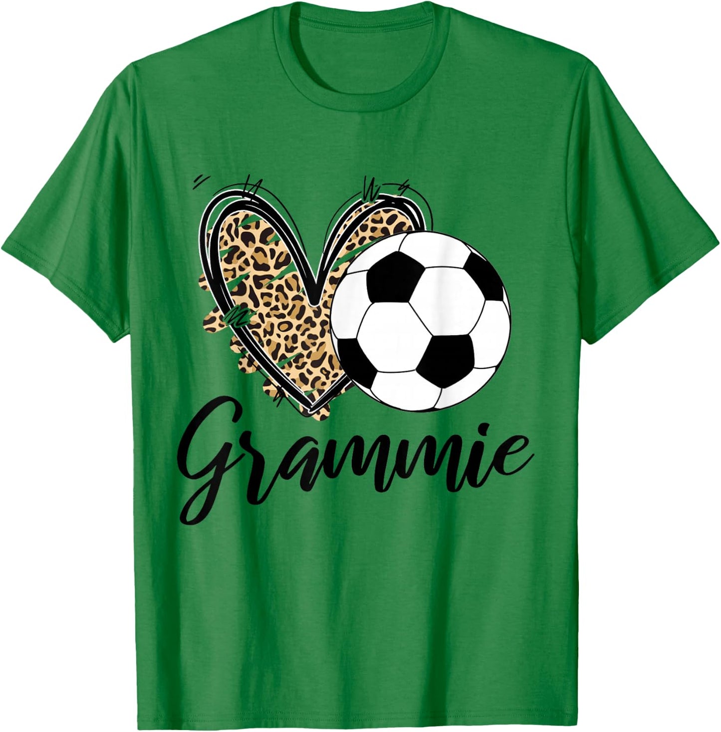 Soccer Grammie Leopard Heart Grammie T-Shirt - T-Shirt | Irish Green