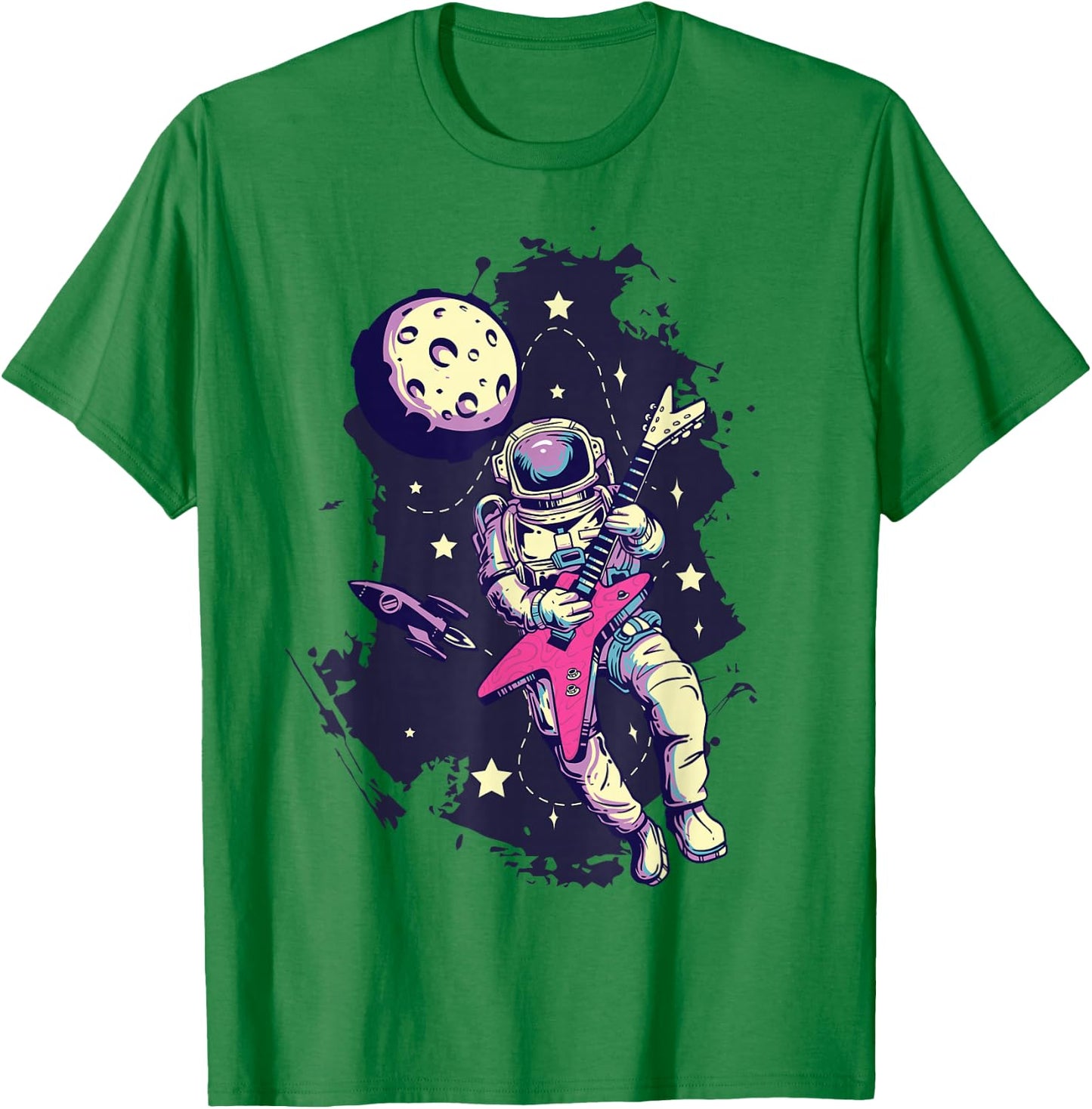 Space Rockstar Astronaut Bass Guitar Cosmic Guitar Band T-Shirt - T-Shirt | Irish Green