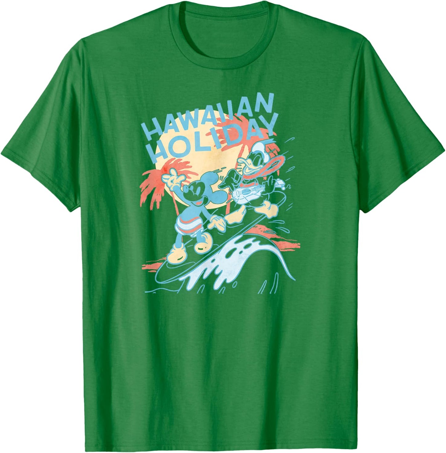 Disney Mickey And Friends Hawaiian Holiday Duo Retro Poster T-Shirt - T-Shirt | Irish Green