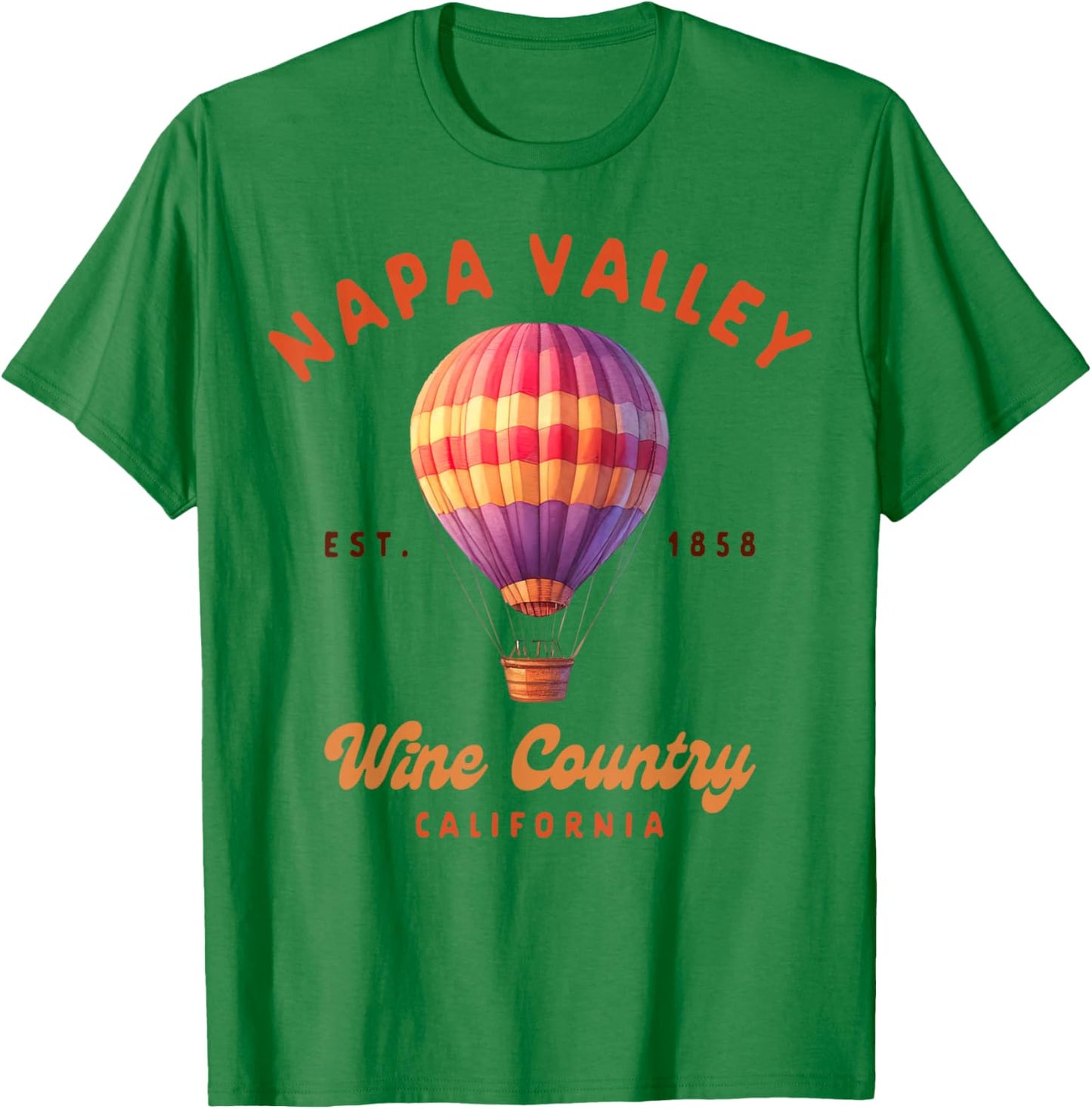 Napa Valley Travel Trip Wine Country California Air Balloon T-Shirt - T-Shirt | Irish Green