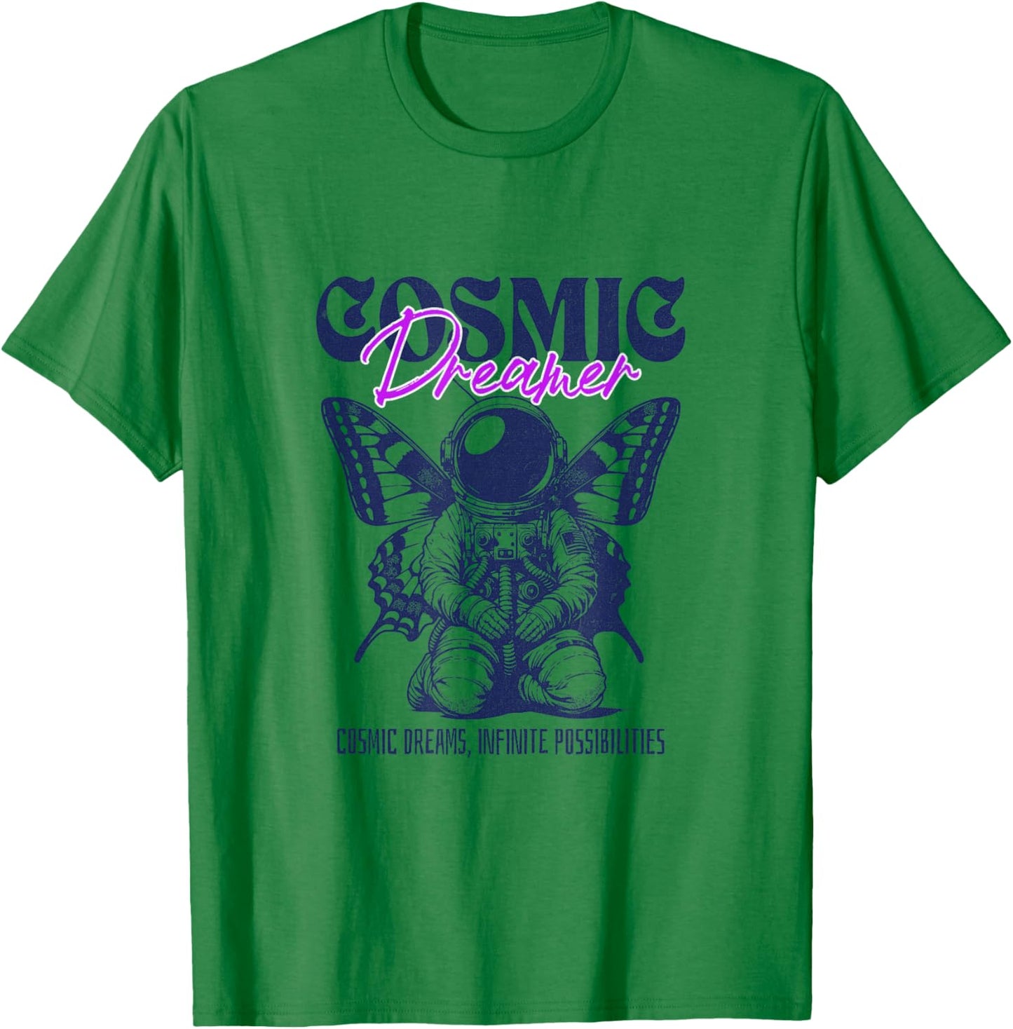 Cosmic Dreamer Vintage Butterfly T-Shirt - T-Shirt | Irish Green