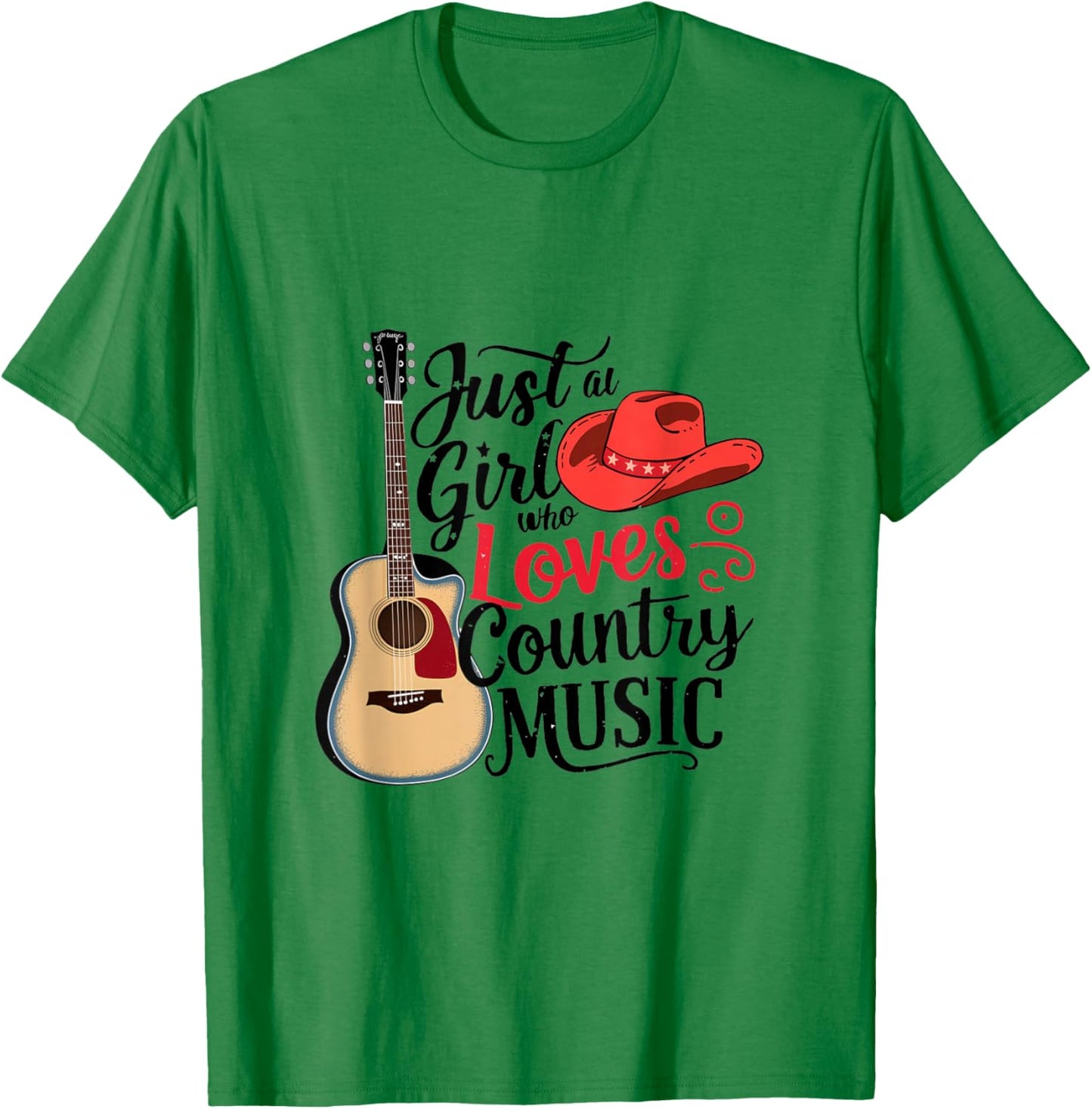 Just A Girl who Loves Country Music Cowboy T-Shirt - T-Shirt | Irish Green