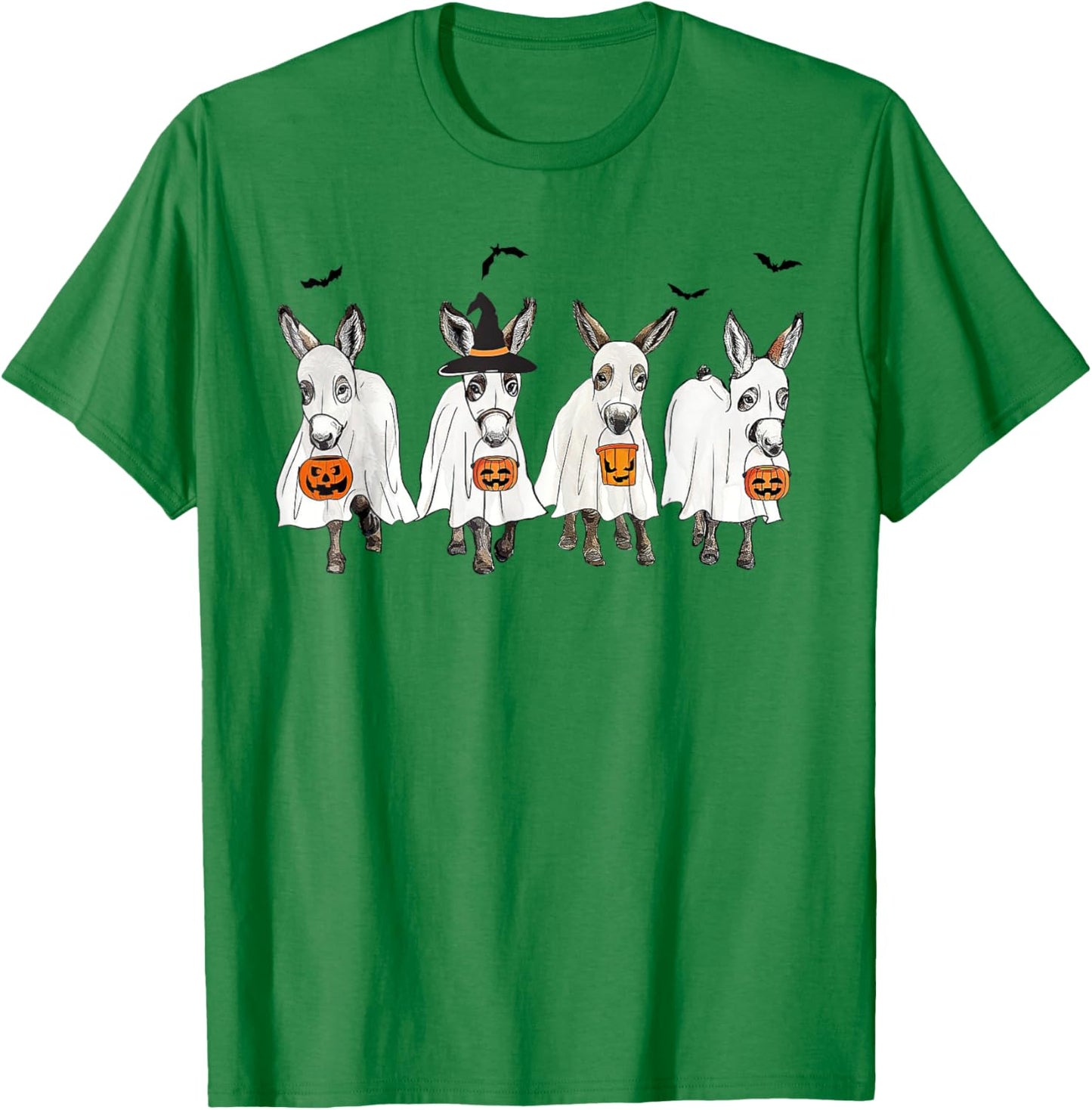 Funny Ghost Donkey Hallowen Donkey Lover Farmer Halloween T-Shirt - T-Shirt | Irish Green