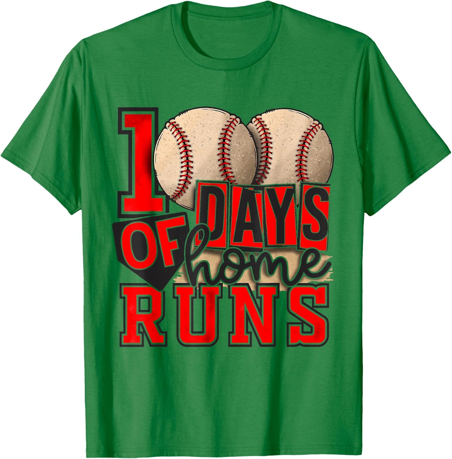 100 Days Of Home Runs Baseball 100th Day Of School Boys Girl T-Shirt - T-Shirt | Irish Green