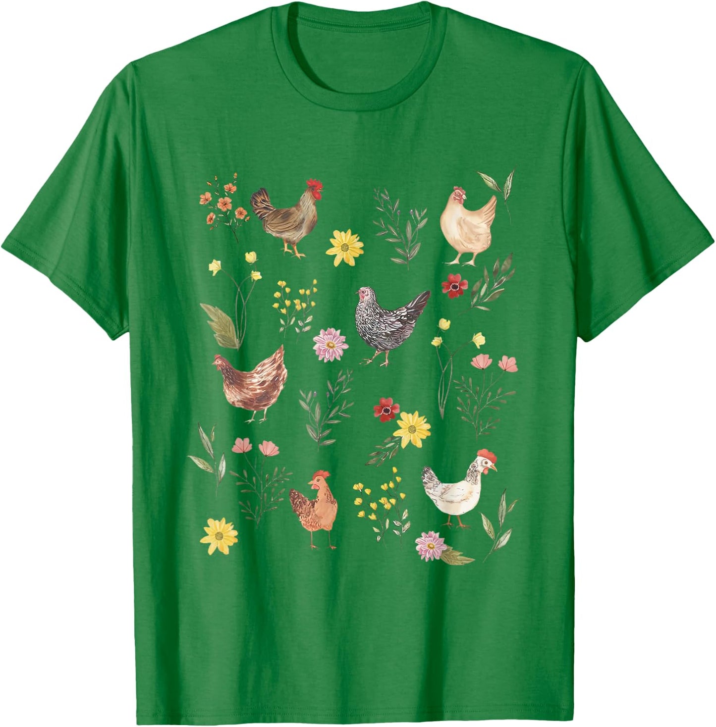 Wildflower Chicken Floral Chicken Lover Cute Farmer Flowers T-Shirt - T-Shirt | Irish Green