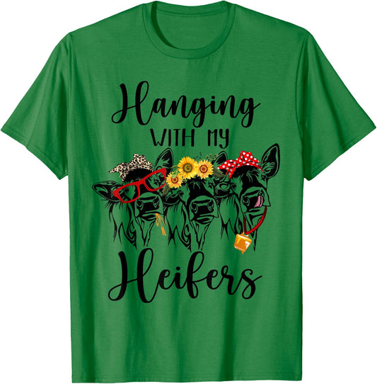 Cute Women's Hanging With My Heifers Bandana T-Shirt - T-Shirt | Irish Green