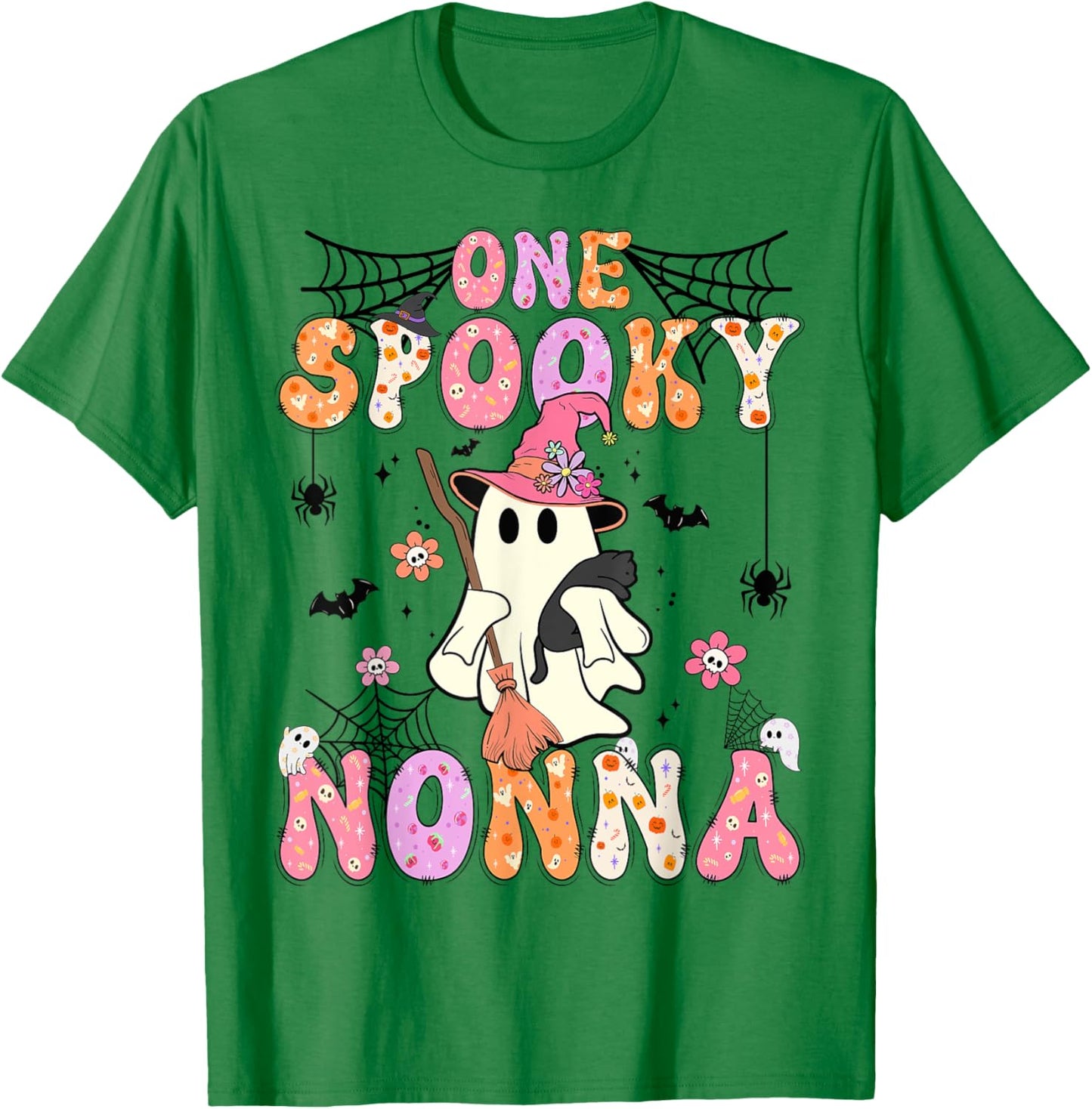 Groovy One Spooky Nonna Retro Halloween Cute Ghost T-Shirt - T-Shirt | Irish Green