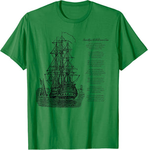 Wellerman Song with Vintage Ship, Sea Shanty Design T-Shirt - T-Shirt | Irish Green