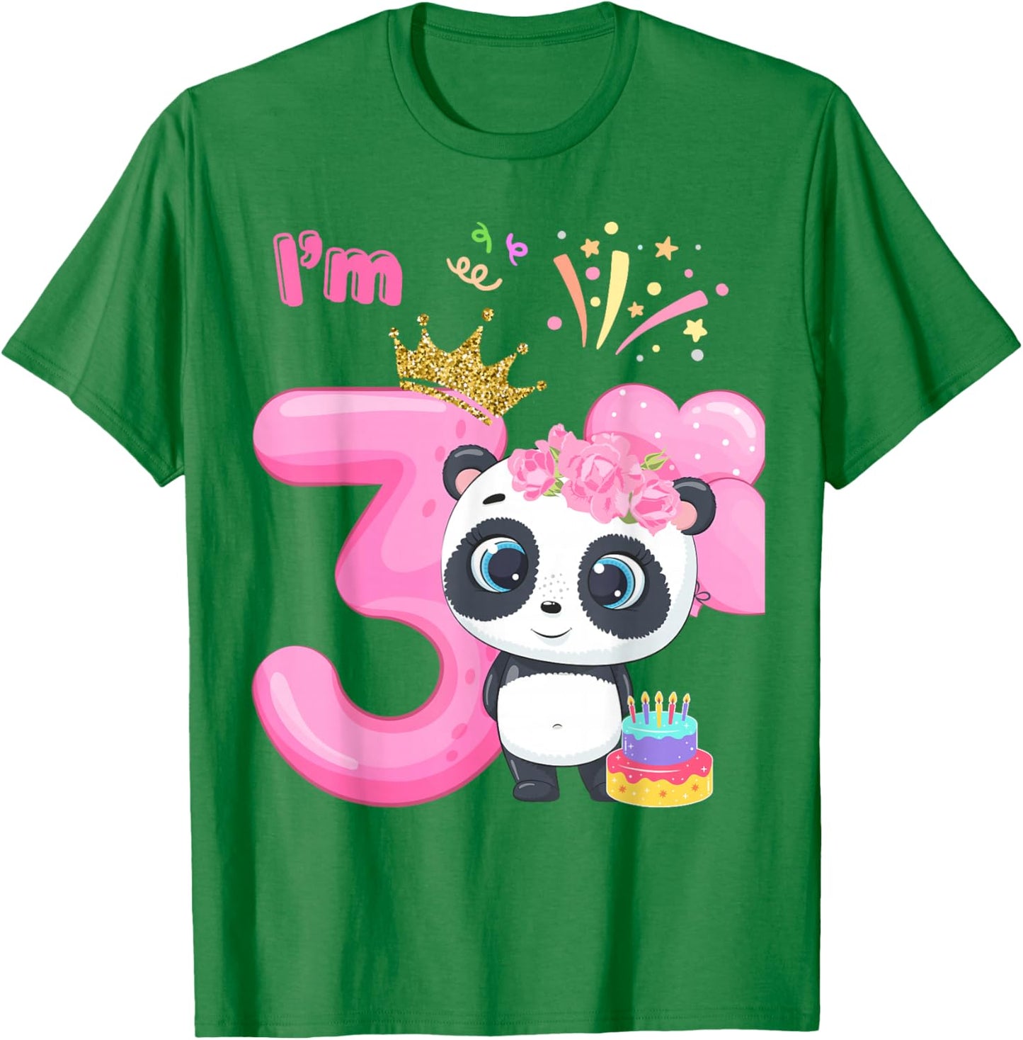 Adorable Panda 3rd Birthday for Boy /Girl /Toddler Family T-Shirt - T-Shirt | Irish Green