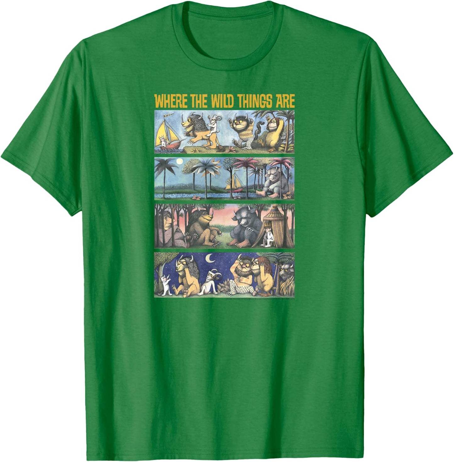 Where The Wild Things are Storybook Panels T-Shirt - T-Shirt | Irish Green