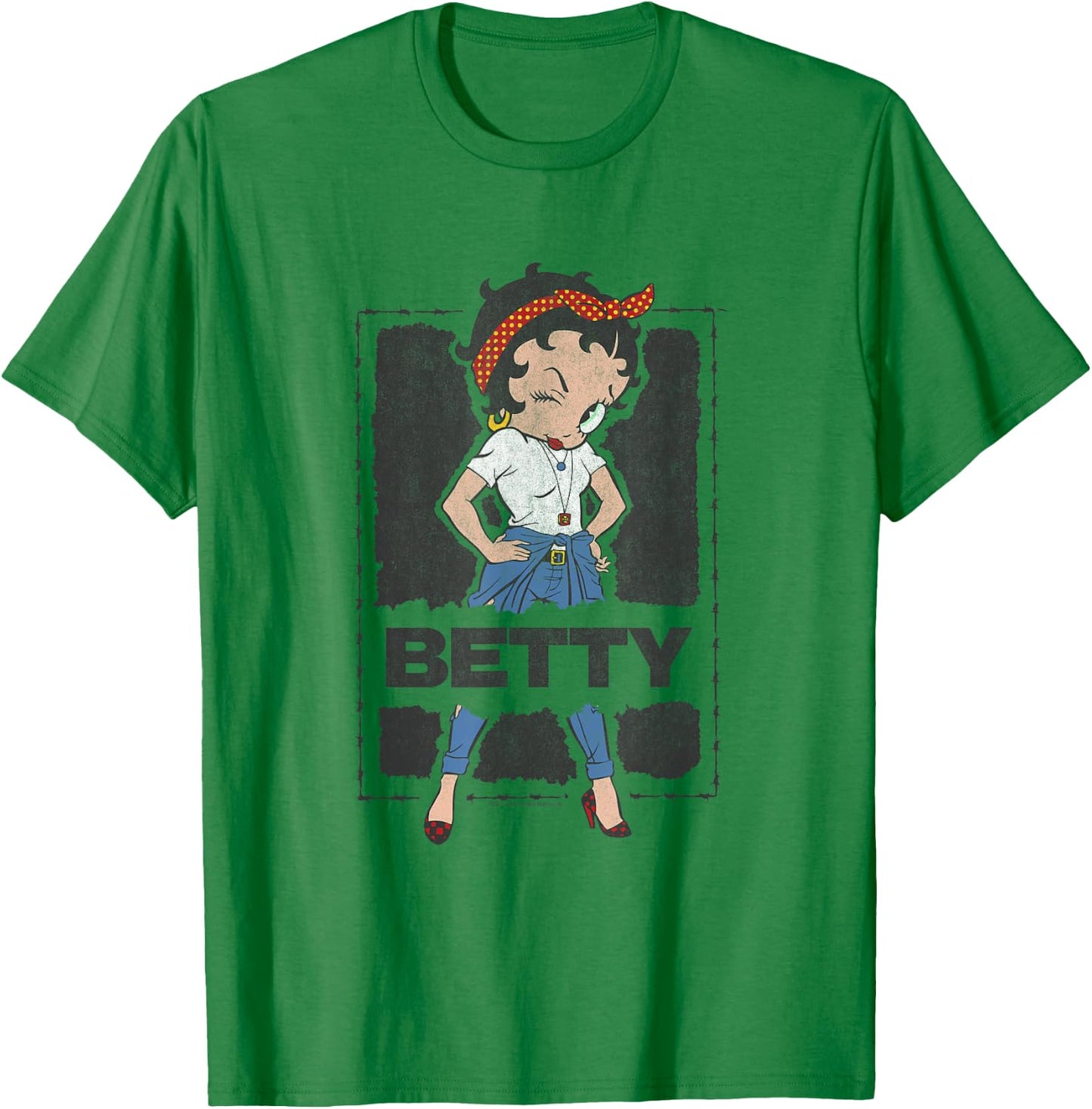 Betty Boop Barbed Wire Frame T-Shirt - T-Shirt | Irish Green