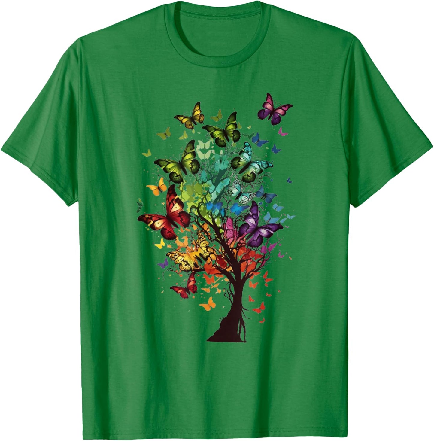 Butterfly Tree Beautiful Butterflies Garden Colorful T-Shirt - T-Shirt | Irish Green