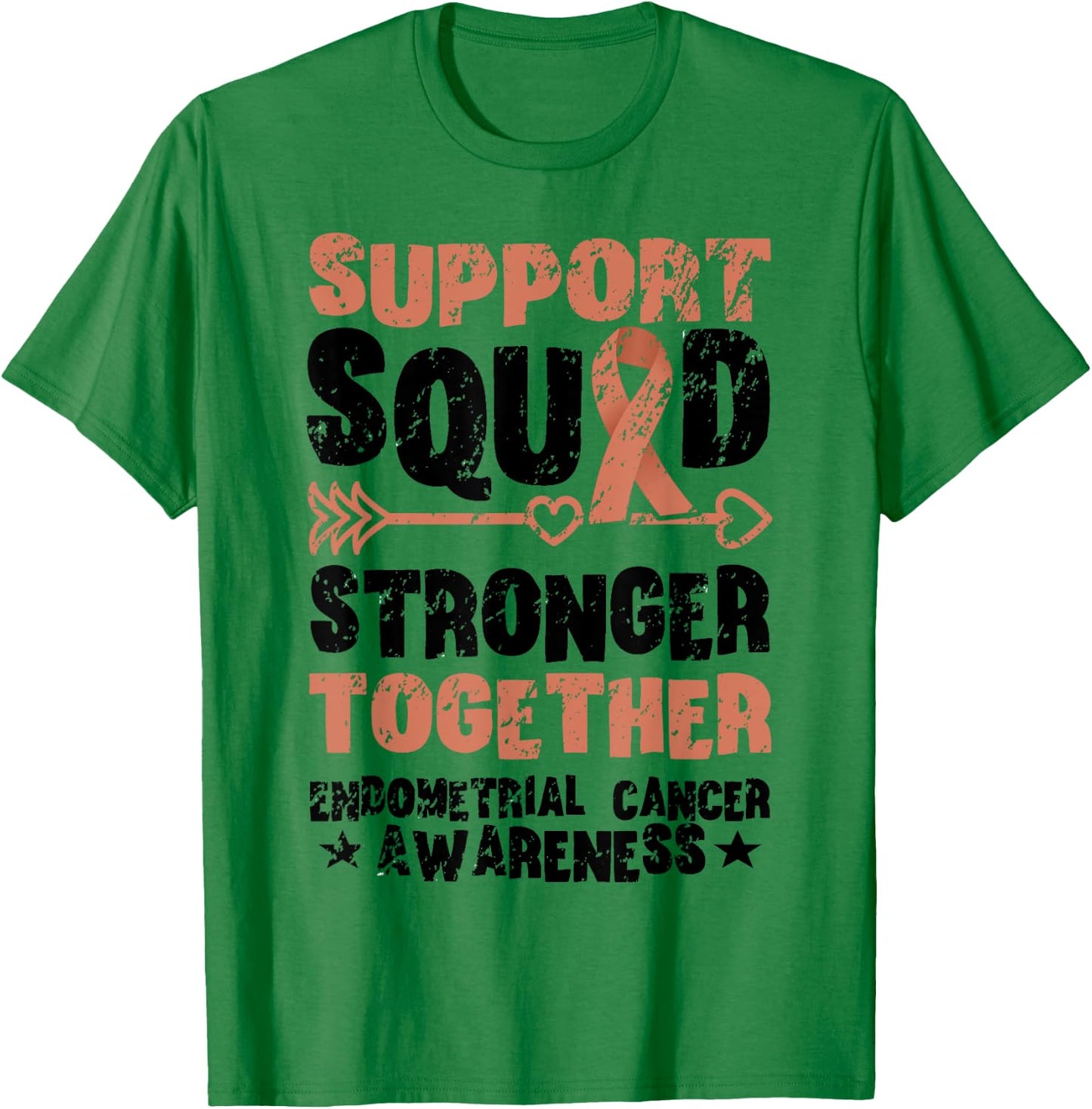 Support Squad Together Vintage Endometrial Cancer Awareness T-Shirt - T-Shirt | Irish Green