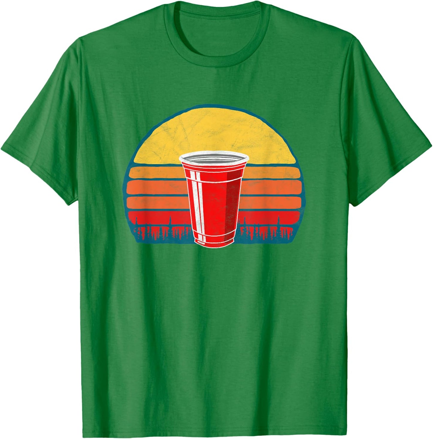 Vintage Red Plastic Cup Funny Fathers Day Beer Graphic T-Shirt - T-Shirt | Irish Green