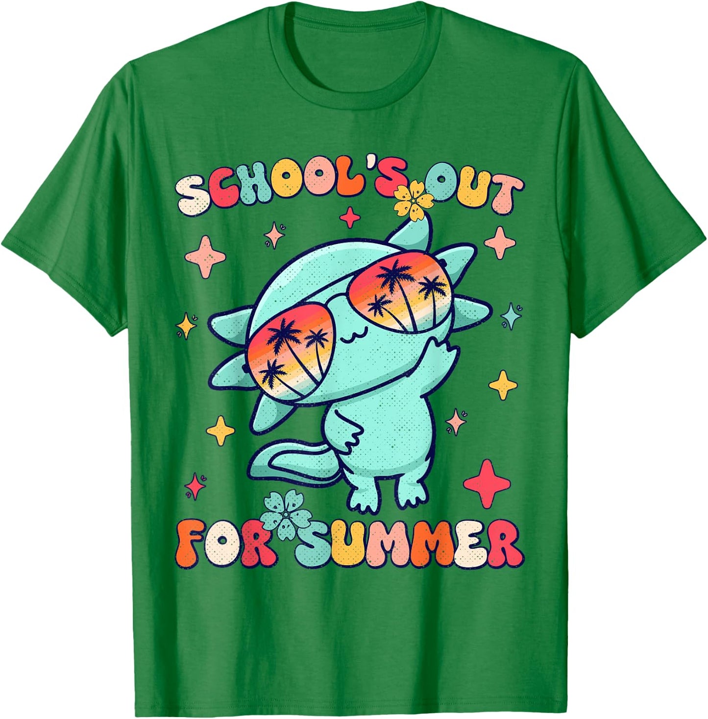 School's Out For Summer Teacher Axolotl Last Day Of School T-Shirt - T-Shirt | Irish Green