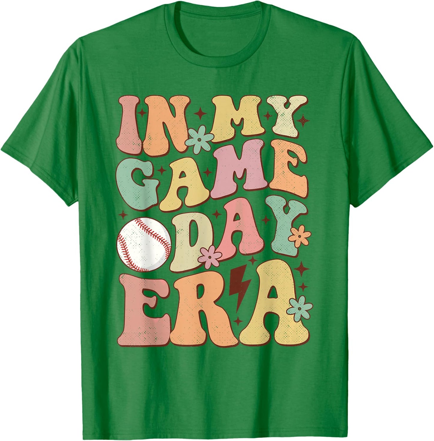 Groovy In My Game Day Era Baseball Game Day Vibes Women Girl T-Shirt - T-Shirt | Irish Green