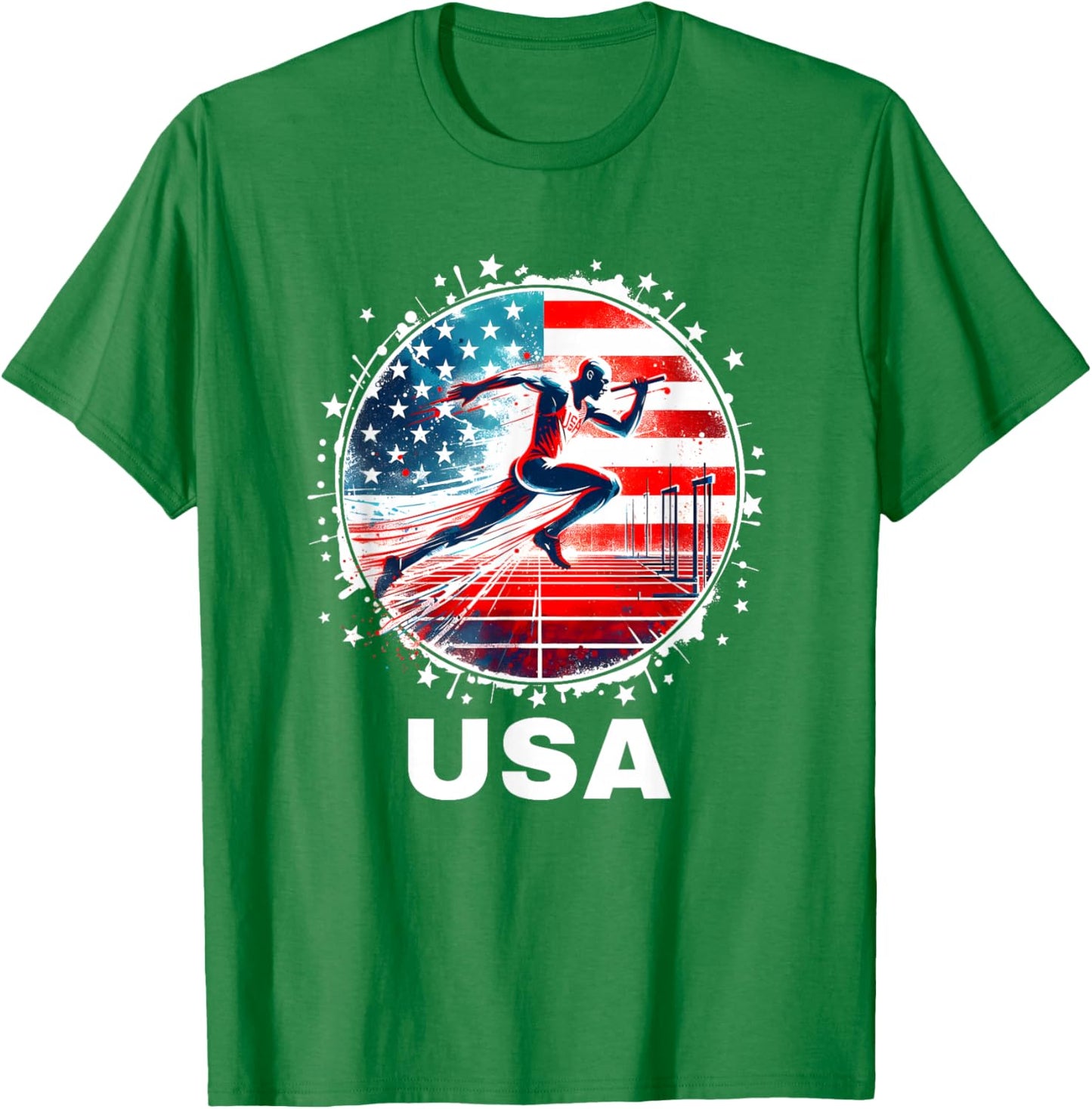 Track and Field USA Men Women Kids Running Apparel USA T-Shirt - T-Shirt | Irish Green