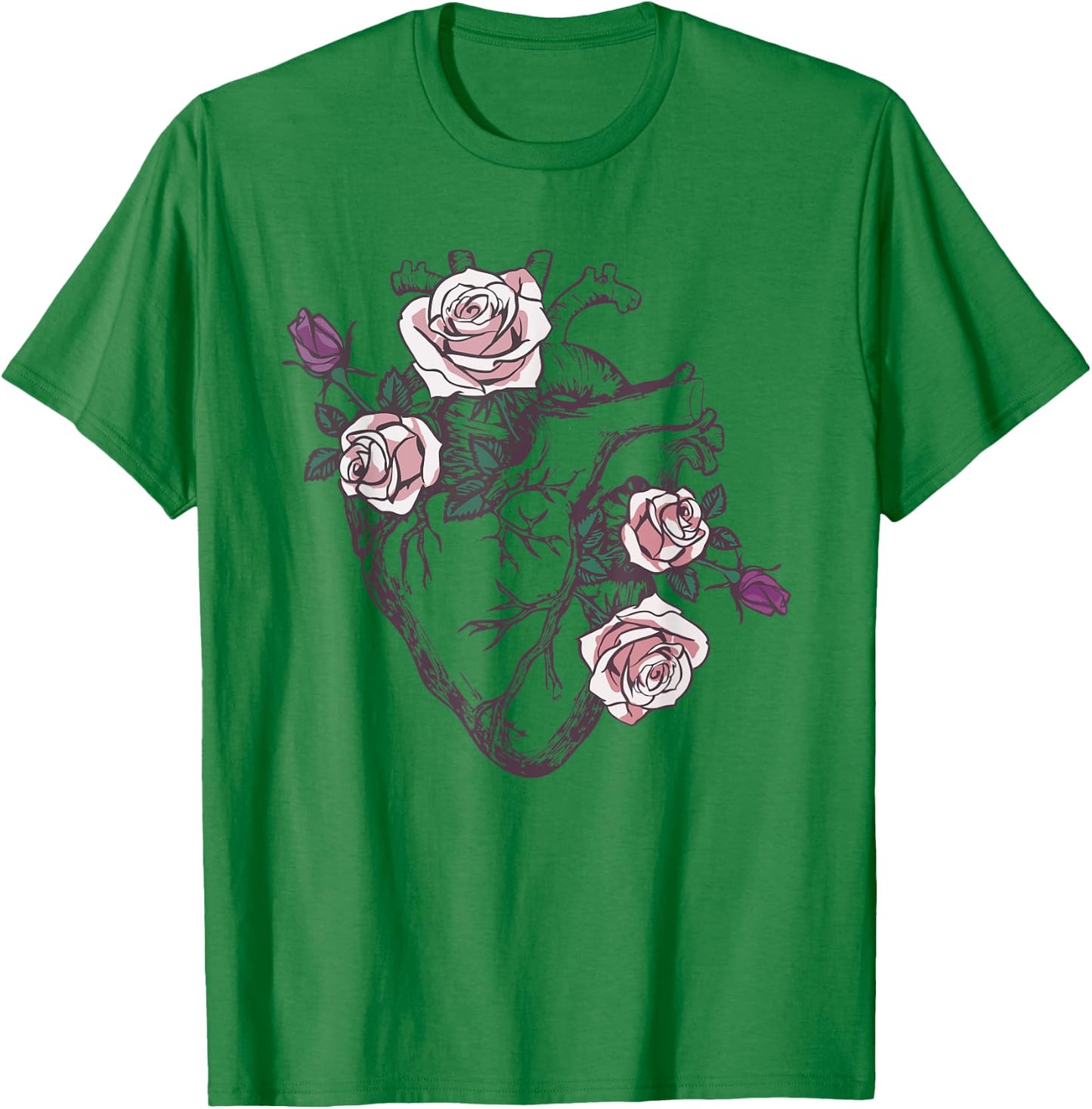Anatomical Heart Floral Cute Roses Human Anatomy Love Nurse T-Shirt - T-Shirt | Irish Green