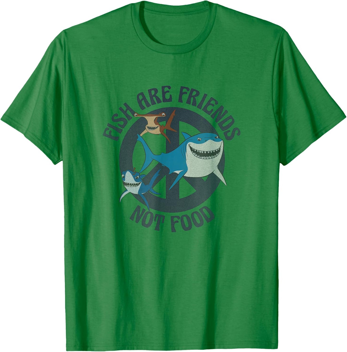 Disney Pixar Finding Nemo Fish are Friends Not Food Big Logo T-Shirt - T-Shirt | Irish Green