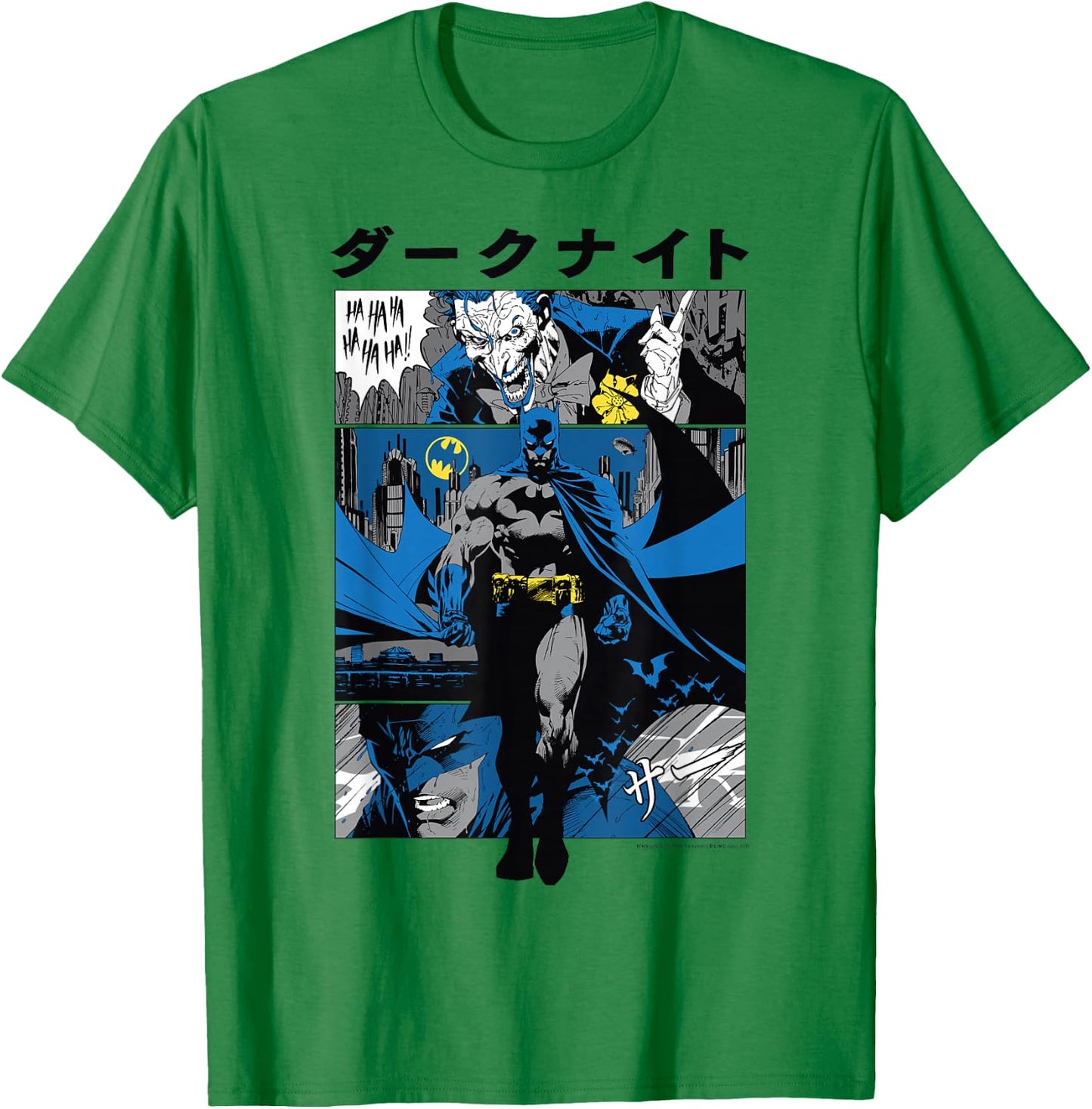 DC Comics Batman Kanji Comic Panels T-Shirt - T-Shirt | Irish Green