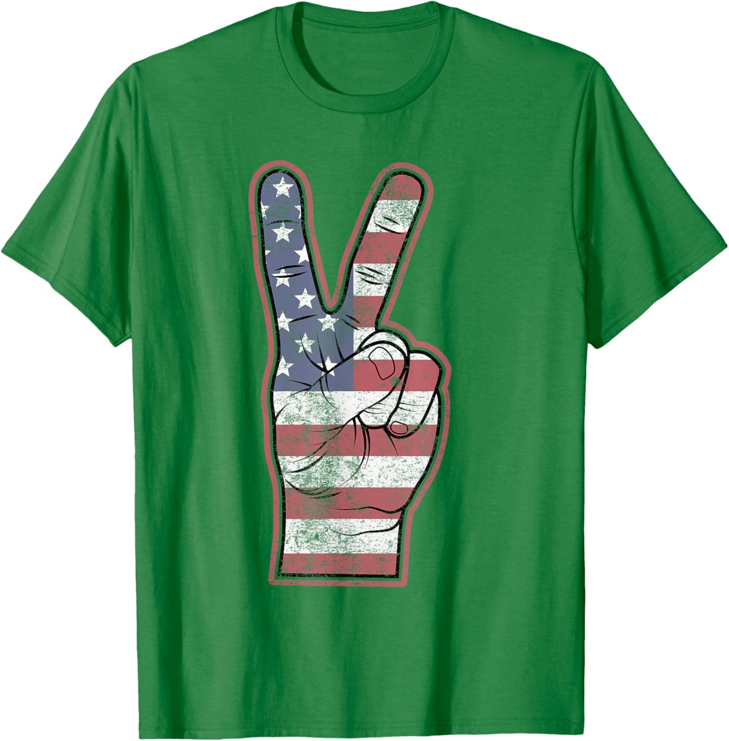 Peace Fingers 4th of July American Flag Men Boys Toddler kid T-Shirt - T-Shirt | Irish Green