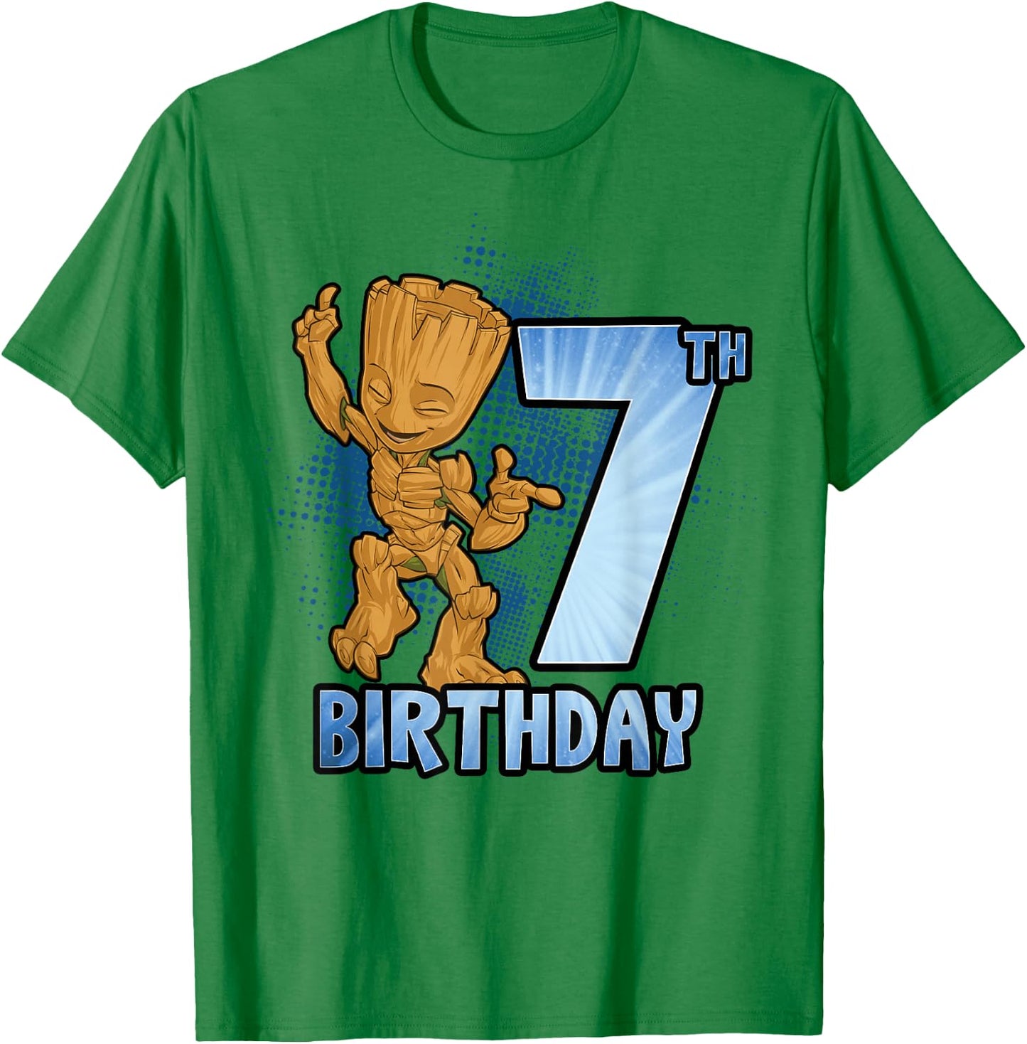 Marvel Guardians Of The Galaxy Baby Groot 7th Birthday T-Shirt - T-Shirt | Irish Green