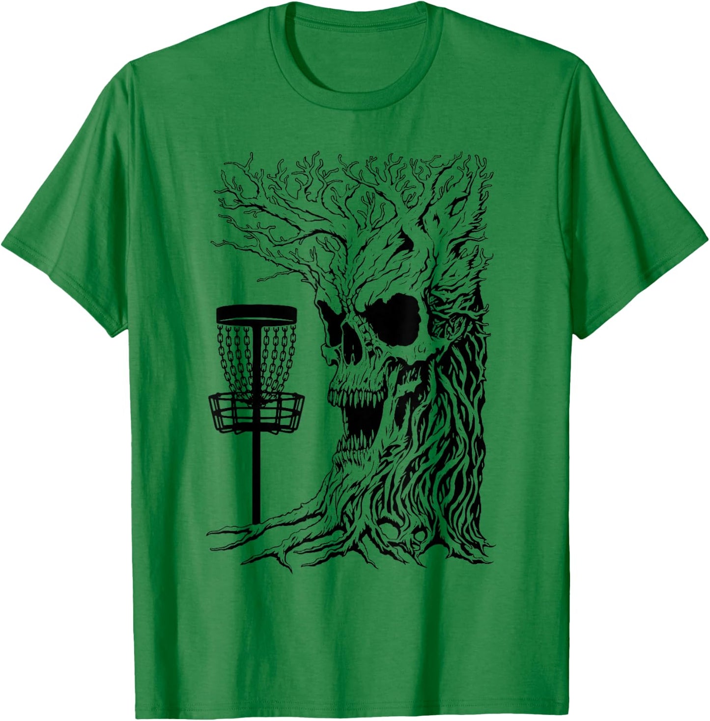 Funny Disc Golf Player Stupid Guardian Trees Skull Forest T-Shirt - T-Shirt | Irish Green