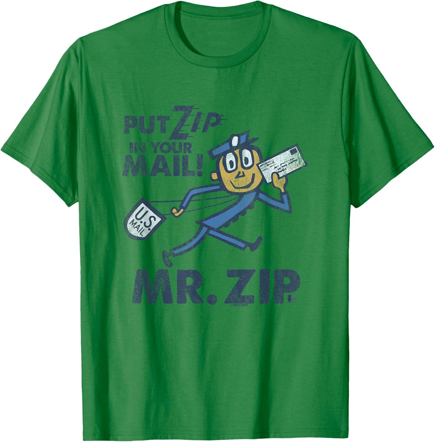 USPS Mr. Zip - Men's Grey Classic Fit Cotton Polyester Blend - Small T-Shirt - T-Shirt | Irish Green