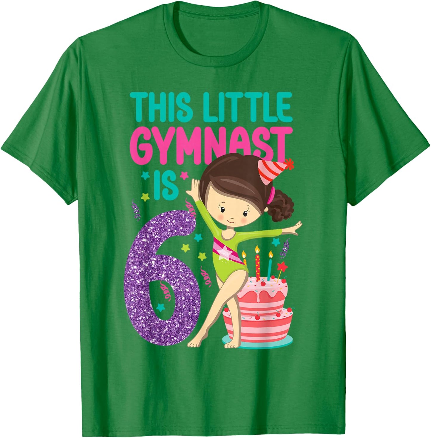 Gymnastics 6th Birthday This Little Gymnast Is 6 T-Shirt - T-Shirt | Irish Green