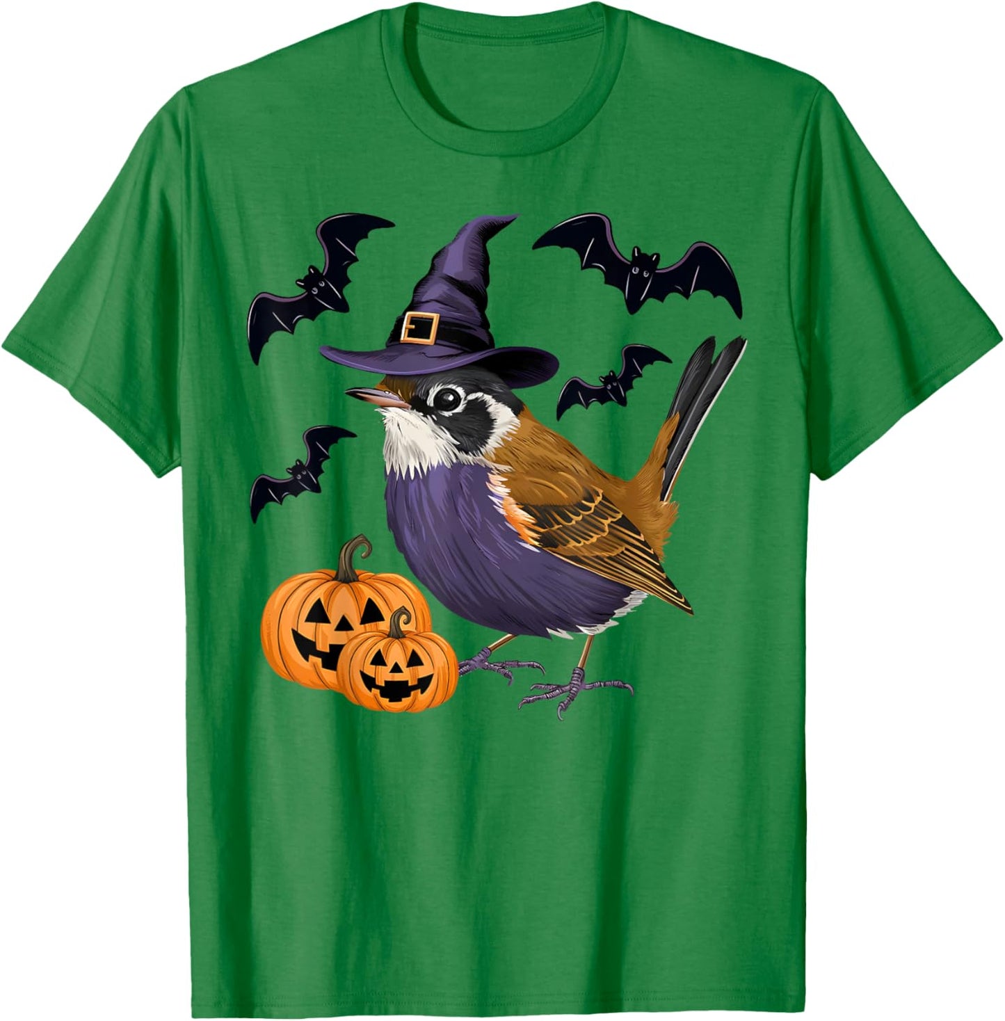 Funny Wren Bird Halloween Costume Scary Pumpkin Bat Witch T-Shirt - T-Shirt | Irish Green