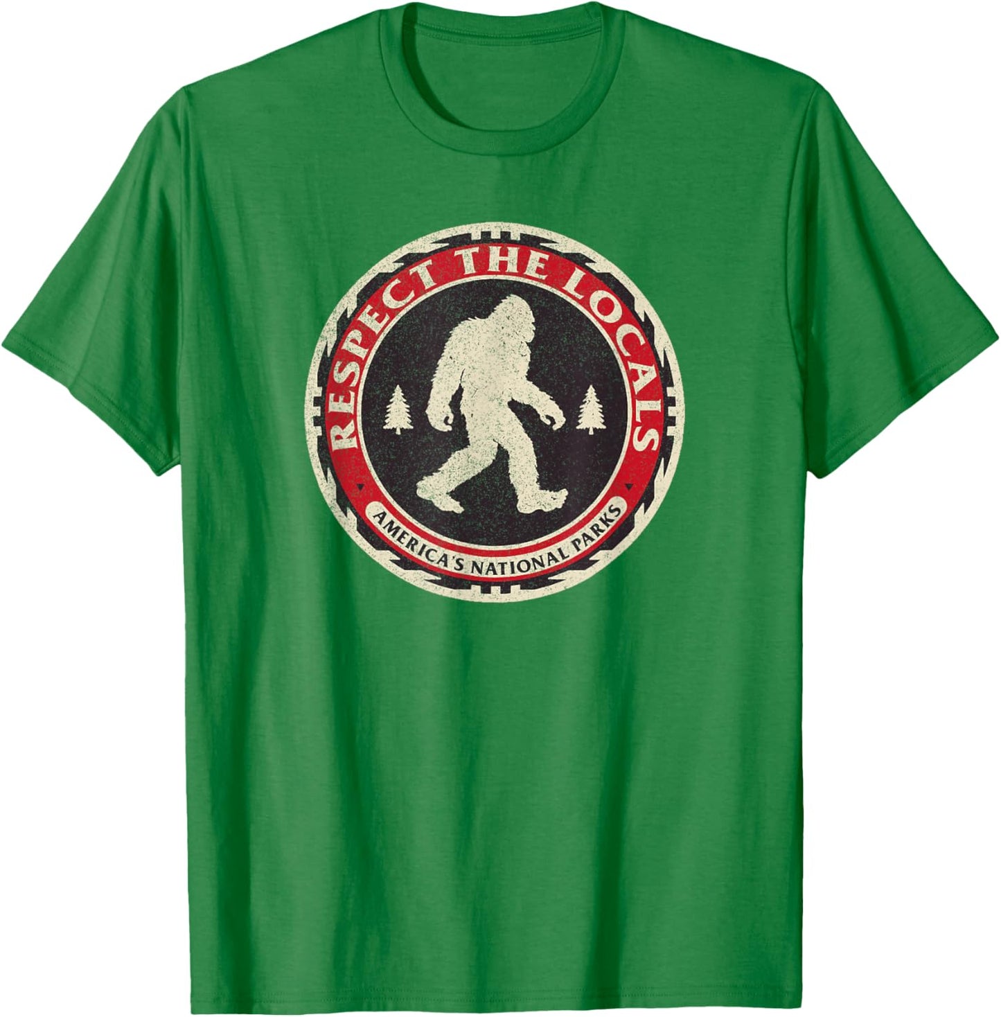 Respect The Locals Bigfoot America National Parks Sasquatch T-Shirt - T-Shirt | Irish Green