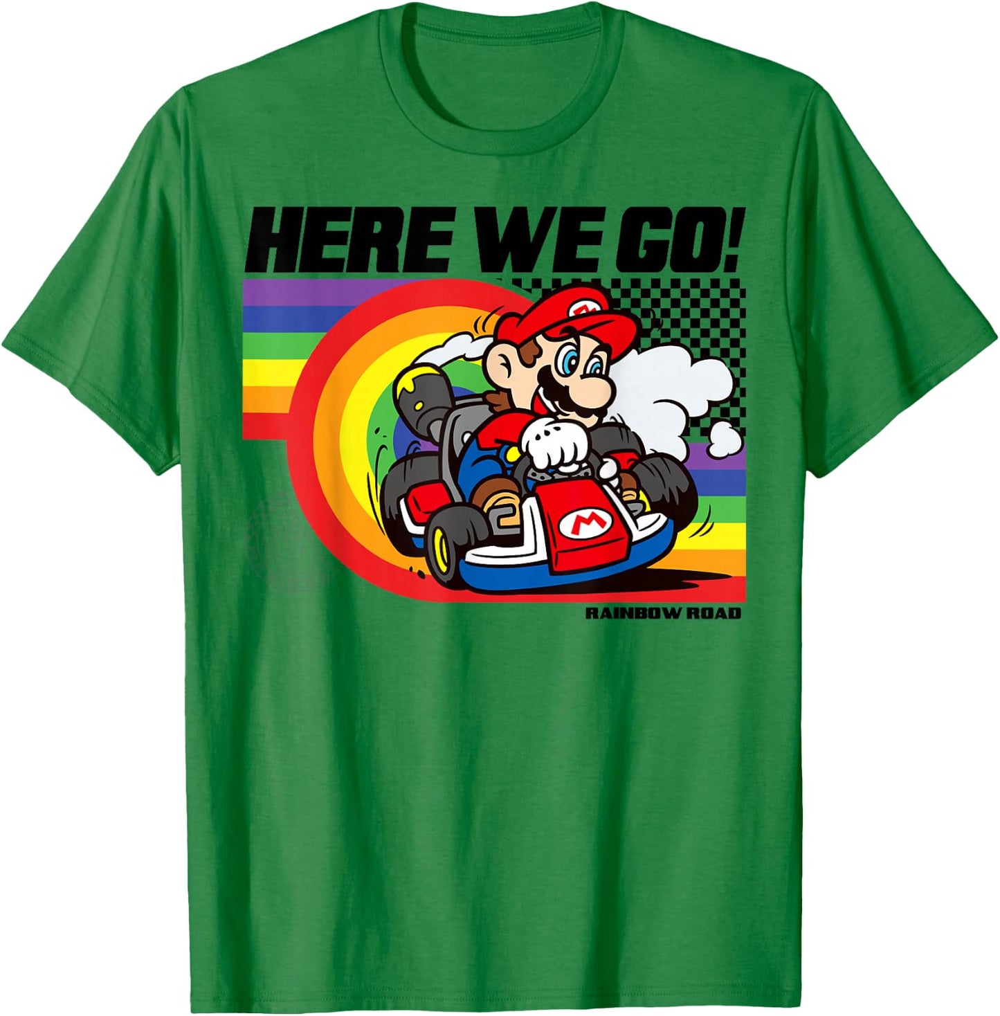 Mario Kart Pride Rainbow Road Here We Go Nintendo Icon T-Shirt - T-Shirt | Irish Green