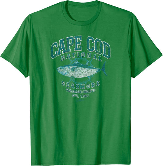 JCombs: Cape Cod National Seashore, MA, Bluefin Tuna T-Shirt - T-Shirt | Irish Green