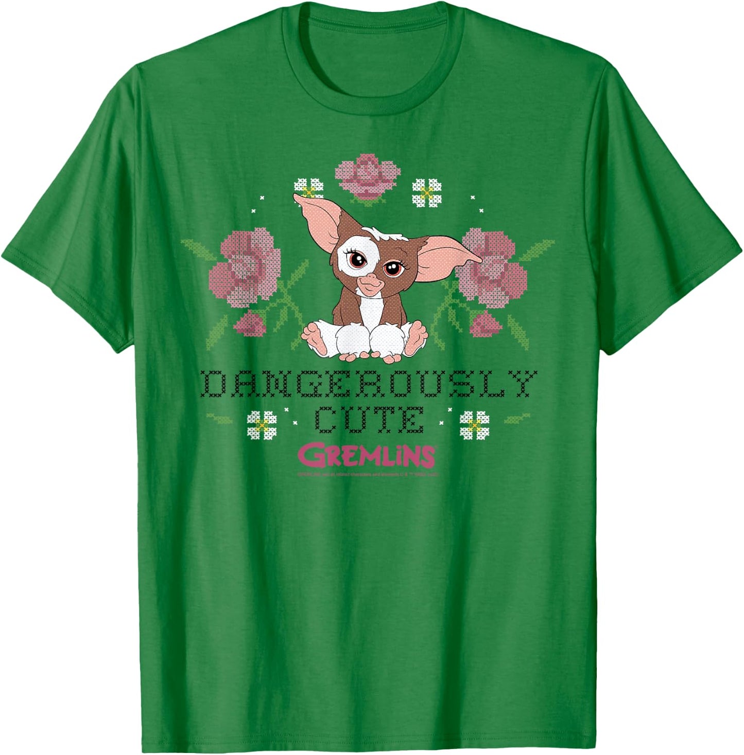 Gremlins Gizmo Dangerously Cute Faux Stitched T-Shirt - T-Shirt | Irish Green