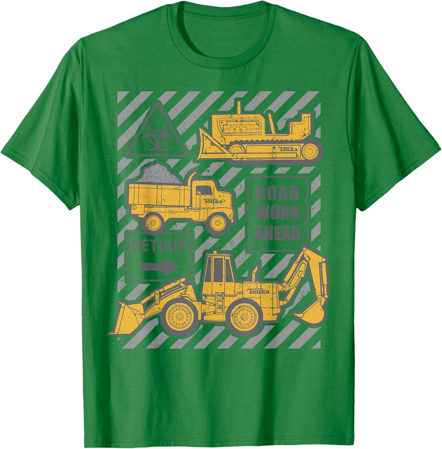 Tonka Trucks Road Work Ahead Construction Sign Logo T-Shirt - T-Shirt | Irish Green