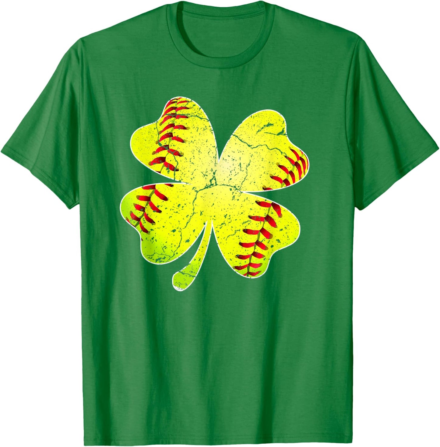 Funny Softball Shamrock St Patricks Day Softball Lover T-Shirt - T-Shirt | Irish Green